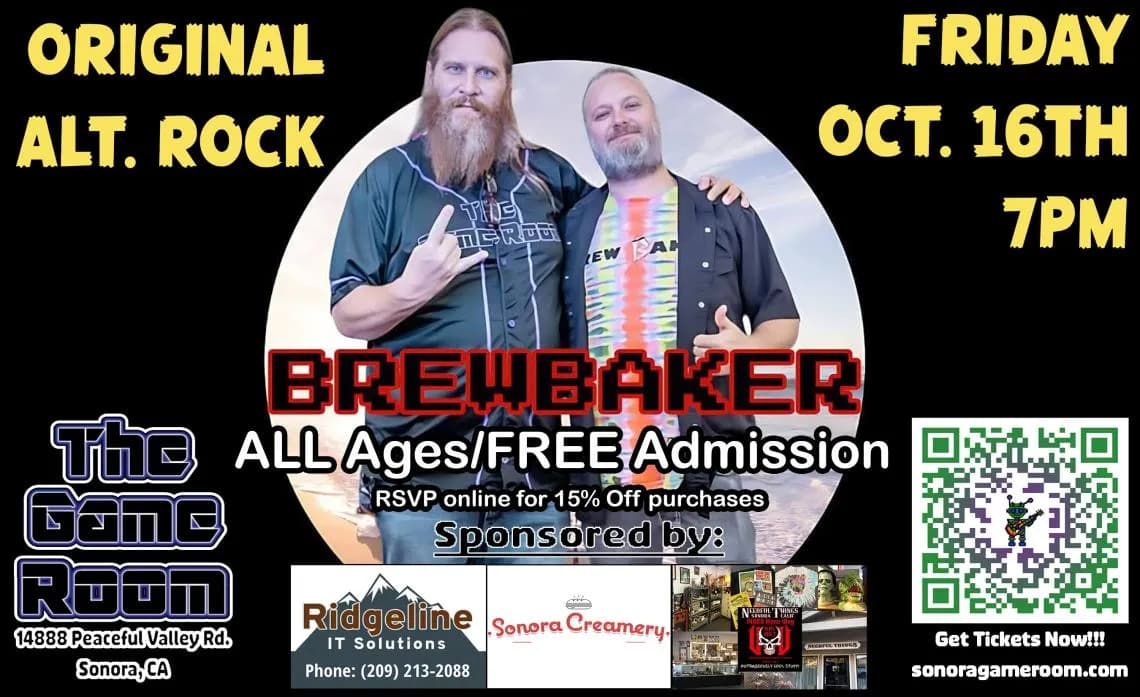 GAMES AND GROOVES: Live Music – BrewBaker (Original Alt/Rock) event artwork